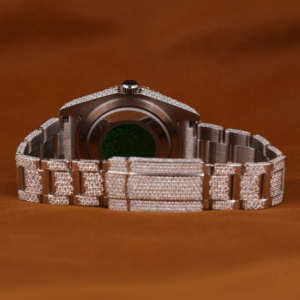 นาฬิกาข้อมือผู้ชายสุดหรู สแตนเลสสตีล เงินแท้ 925 ประดับเพชรเต็มหน้าปัด ตัวเลขแบบอารบิก หน้าปัดกระจก 41 มม. สไตล์ฮิปฮอป - Product Image 4