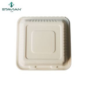 Vaisselle jetable écologique de 9x9 pouces biodégradable au micro-ondes 100%-Clamshell à base de plantes - Product Image 1