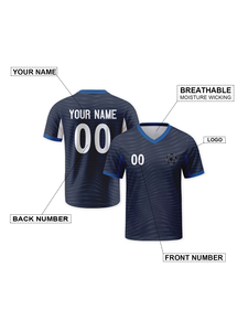 Camiseta de fútbol azul marino oscuro personalizada, camiseta de fútbol personalizada para mujeres, hombres y jóvenes con nombre y número, servicio OEM disponible - Product Image 5