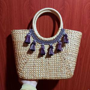 Sac tissé en jacinthe d'eau naturelle-Esthétique minimaliste - Product Image 5