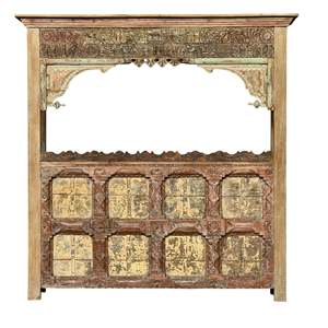 Comptoir de bar en bois sculpté rustique - Product Image 3