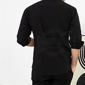 Camisas de vestir para hombre ajustadas de color sólido tejidas con cierre de botón cubierto al por mayor cantidad a granel MOQ bajo - Product Image 3