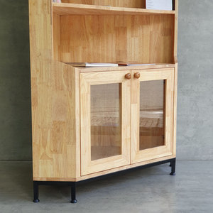 Mueble de Esquina de Diseño Minimalista 70x70x140cm de Madera de Caucho con Patas de Hierro KGT68023 - Product Image 4