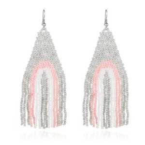 Rectangle Beaded <b>Earrings</b> Girls Christian Religious Symbol Handmade Geometric Seed Bead Dangle <b>Earrings</b> Bold Trendy Modern High - Product Image 6