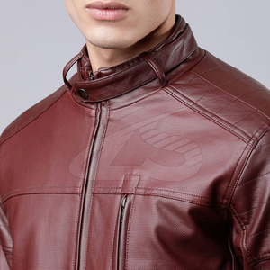 Chaqueta de cuero de Otoño Invierno para hombre, chaqueta de cuero de la mejor calidad para hombre, chaqueta de cuero genuino para hombre a la venta - Product Image 5