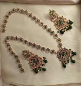 Ensemble de collier géométrique couleur or de luxe femmes Vintage tour de cou en cristal mariée mariage collier boucle d'oreille ensemble mode bijoux indiens - Product Image 5