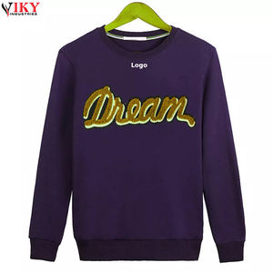 Impression de logo personnalisée, vente en gros, sweat-shirts pour hommes en coton 100% style unique, col rond, manches longues, broderie chenille, automne - Product Image 3