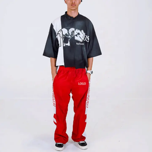 เสื้อยืดแนวสตรีท250gsm สุดชิคสไตล์ย้อนยุคสำหรับผู้ชายผ้าฝ้าย100% ระบายอากาศได้ป้องกันการเปื้อนแขนสั้นและคอทรงพอดีตัวปกติ - Product Image 2