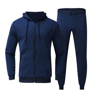 Conjunto Deportivo para Hombre con Logotipo Personalizado, Chaqueta con Cremallera y Pantalones Jogger, 2 Piezas, Transpirable, Cómodo, de Algodón Liso - Product Image 1