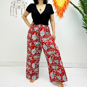 Nouveau pantalon d'été en coton uni respirant, coupe bootcut, taille haute, ample, de SHUBH EXIM, exportateur indien - Product Image 3