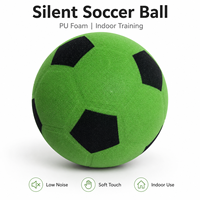 Ballon de football silencieux en mousse PU, taille 5, surface rainurée, toucher doux, faible bruit, logo personnalisé, emballage couleur, directement de l'usine