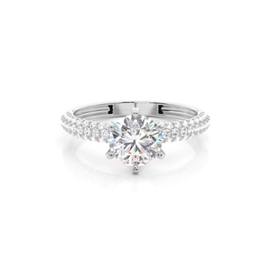 Bague solitaire ethnique en or blanc 18 carats avec diamant de laboratoire de 1 carat, couleur E, clarté VS1, taille brillant, pour femme, Vala Brothers R-13-1 - Product Image 4