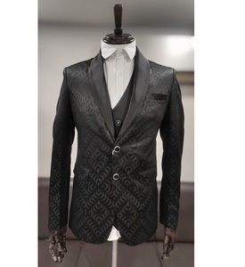 Black Trending Blazer Men's With Jacquard For Weddings And Family Events From India - Product Image 2