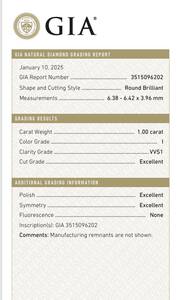 B2B D'Vins Bijoux GIA Certifié Lâche Diamant Blanc 1.00 CT Naturel rond I Couleur FL FLOW Pureté EX Coupe Polie - Product Image 3