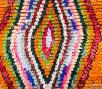 Tapis Azilal personnalisé Orange vif, grand tapis marocain en laine de mouton véritable