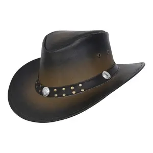 批发棕色毛毡牛仔帽优质定制皮带帽牛仔男女通用帽檐牛仔爵士草帽