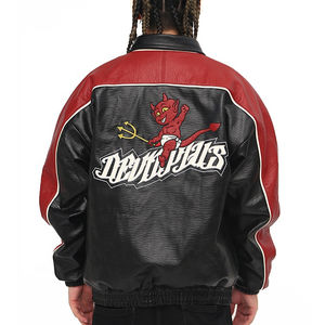 2024 OEM hombres logotipo personalizado venta al por mayor de alta calidad bordado chaqueta de invierno hombre chaqueta de cuero a prueba de viento hombres - Product Image 3