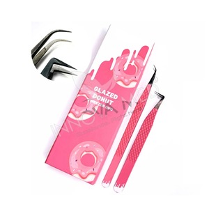 Peach Color Set Pointed Eyelash Extension Volume Tweezers Lash Extension Tweezers <b>Matching</b> Cardboard <b>Box</b> Eyelash Extension - Product Image 5