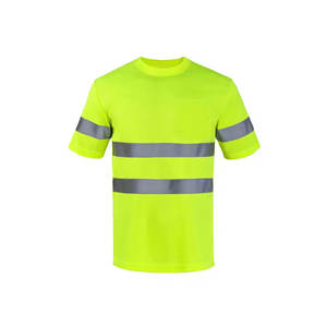 Custom Logo Men's Short Sleeve Safety Reflective Polyester Work Wear T-<b>Shirts</b> Breathable & <b>Flame</b>-Retardant with Outdoor Pocket - Product Image 2