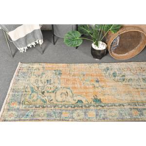 Alfombra de lana turca Vintage de 2,5x8,5 pies, tejido plano de retazos Beige y verde para decoraciones de sala de estar con respaldo de látex - Product Image 2