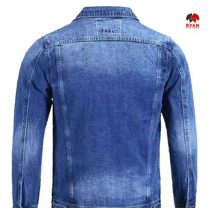 แจ็คเก็ตยีนส์ผู้ชายแบบซิป  ผ้าเดนิมลายนูน  แบบสวมใส่สบาย  แห้งเร็ว  สำหรับฤดูหนาว  ผลิตตามแบบ OEM - Product Image 5