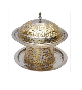 Gamme de produits haut de gamme vendus dans le monde entier Khajoor en laiton doré Pot et Date Bol Décoration Placer sur Table ou Cuisine Servir Fruits secs - Product Image 1