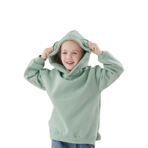 Venta al por mayor Casual sólido patrón Sudadera con capucha niños Unisex manga larga con capucha cuello personalizable invierno Digital 100% algodón bolsillo - Product Image 3