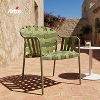Artie Rope Woven Chaise de salle à manger d'extérieur empilable avec cadre en aluminium Patio extérieur Terrasse de jardin Villa Mobilier de restaurant