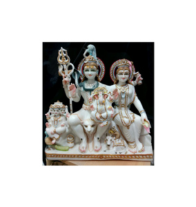 ที่มีคุณภาพสูงหินอ่อนที่สวยงาม Shiv Parivar รูปปั้นนั่งอยู่บนบัลลังก์ - Product Image 1