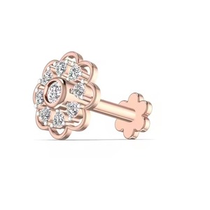 หมุดเจาะจมูกเพชรธรรมชาติสีขาวโรสโกลด์สีเหลืองทองหรูหรา14K ของขวัญงานหมั้นงานแต่งงานดีไซน์ทันสมัย - Product Image 1
