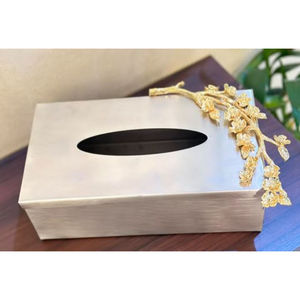 Luxueux Rectangle Forme Boîte À Mouchoirs Serviette Accessoires Boîte À Mouchoirs En Argent De La Plus Haute Qualité Avec Accent De Tigre D'or pour La Meilleure Vente - Product Image 3