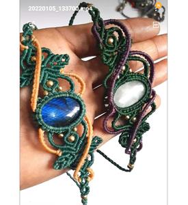 Onyx noir taille libre avec 10-20mm environ macramé fil Bracelet bijoux Bracelet fait main cordon ou laiton pour bonne année - Product Image 5