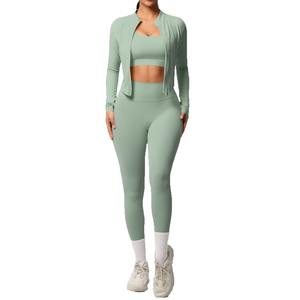 Conjunto de Yoga Deportivo Personalizado para Mujer, Estilo Urbano Otoñal, Sin Costuras, Suave y Cómodo, Sujetador Deportivo y Leggings Ligeros - Product Image 3