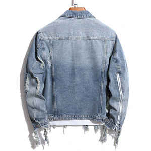 Printemps automne hommes Denim vestes décontracté couleur unie simple boutonnage Jeans veste hommes Slim Fit coton vêtements d'extérieur en détresse vestes - Product Image 3