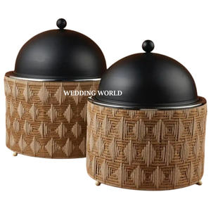 Olla Caliente de Metal con Acabado en Cuero, Excelente Calidad, Hecha a Mano, Forma Redonda, Diseño Nuevo, Calentador de Alimentos de Metal - Product Image 2