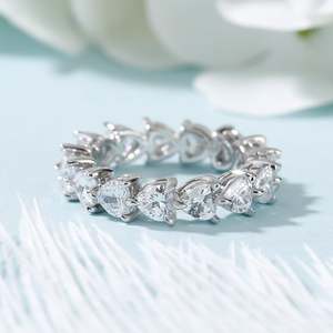 แหวนเงินแท้ทรงคลาสสิคประดับเพชรซิคอนรูปหัวใจ สำหรับวันครบรอบ - Product Image 5