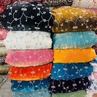Tissu Jacquard Brodé de Paillettes Florales en Georgette Non Tissée Élégant pour Robes de Mariage Garçons et Filles - Antistatique et Anti-déchirure