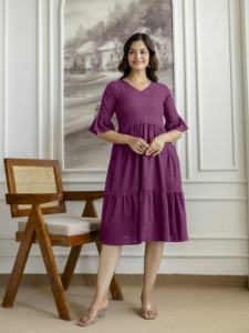 Vestido occidental plisado acampanado de crepé para mujer de Trendmalls () - Product Image 3