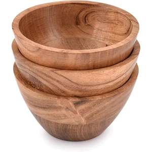 Vente chaude Bol à salade naturel réutilisable avec logo personnalisé écologique Bol à pâte en bois d'acacia de l'exportateur indien - Product Image 1