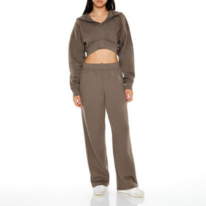 Oversized Zipper Hoodie <b>Women</b> High Quality Cotton French Terry Breathable Cropped Zip Top Custom Logo Embroidery Printed Printed - Product Image 6