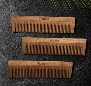 Peigne à dents larges en bakélite de bambou avec logo personnalisé Peigne en bois antistatique d'Inde - Product Image 4