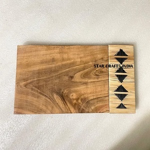 Venta caliente Nueva llegada Tabla de cortar Diseño de mimbre de madera para corte de charcutería decorativa Precio bajo de fábrica - Product Image 4