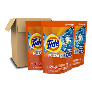 Tide PODS detergente líquido para ropa jabón Pacs, 4 en 1 Ultra Oxi, compatible con HE, paquete de valor de 3 bolsas, 75 unidades - Product Image 1