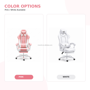 เก้าอี้เกมมิ่งปรับระดับได้สีชมพูพร้อมที่วางเท้า เก้าอี้คอมพิวเตอร์สำหรับเกมเมอร์ในห้องนอน - Product Image 5