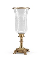 Chandelier Victorien Orné en Verre Gravé, Socle Traditionnel en Laiton, Réutilisable, Écologique, Centre de Table Doré, Pâques