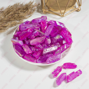 Venta al por mayor de mini puntos de cuarzo aura de color rosa natural, cristales curativos semipreciosos para decoración y meditación a bajo precio. - Product Image 2