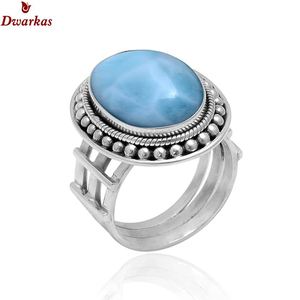 Anillo de piedras preciosas Larimar de Plata de Ley 925 clásico proveedor de joyería fabricante al por mayor - Product Image 2
