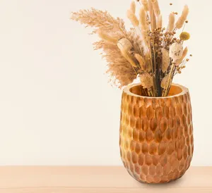 Jarrón Decorativo de Madera, Hecho a Mano, Superficie Texturizada, Ecológico, Sostenible, Decoración del Hogar, Estilo Rústico Orgánico, Adorno Interior - Product Image 2