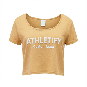 เสื้อยืดผ้าฝ้ายทรงหลวมสำหรับผู้หญิงคอลึกแขนสั้นระบายอากาศได้ดีเสื้อยืดลำลองปรับแต่งสีได้เพื่อความสบายมีสไตล์ฤดูร้อน - Product Image 2