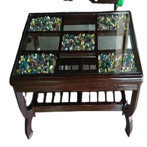 Table en verre pour la maison, l'hôtel, le salon, couleur marron, Table basse, mobilier moderne en bois, forme carrée, Center de Table - Product Image 3